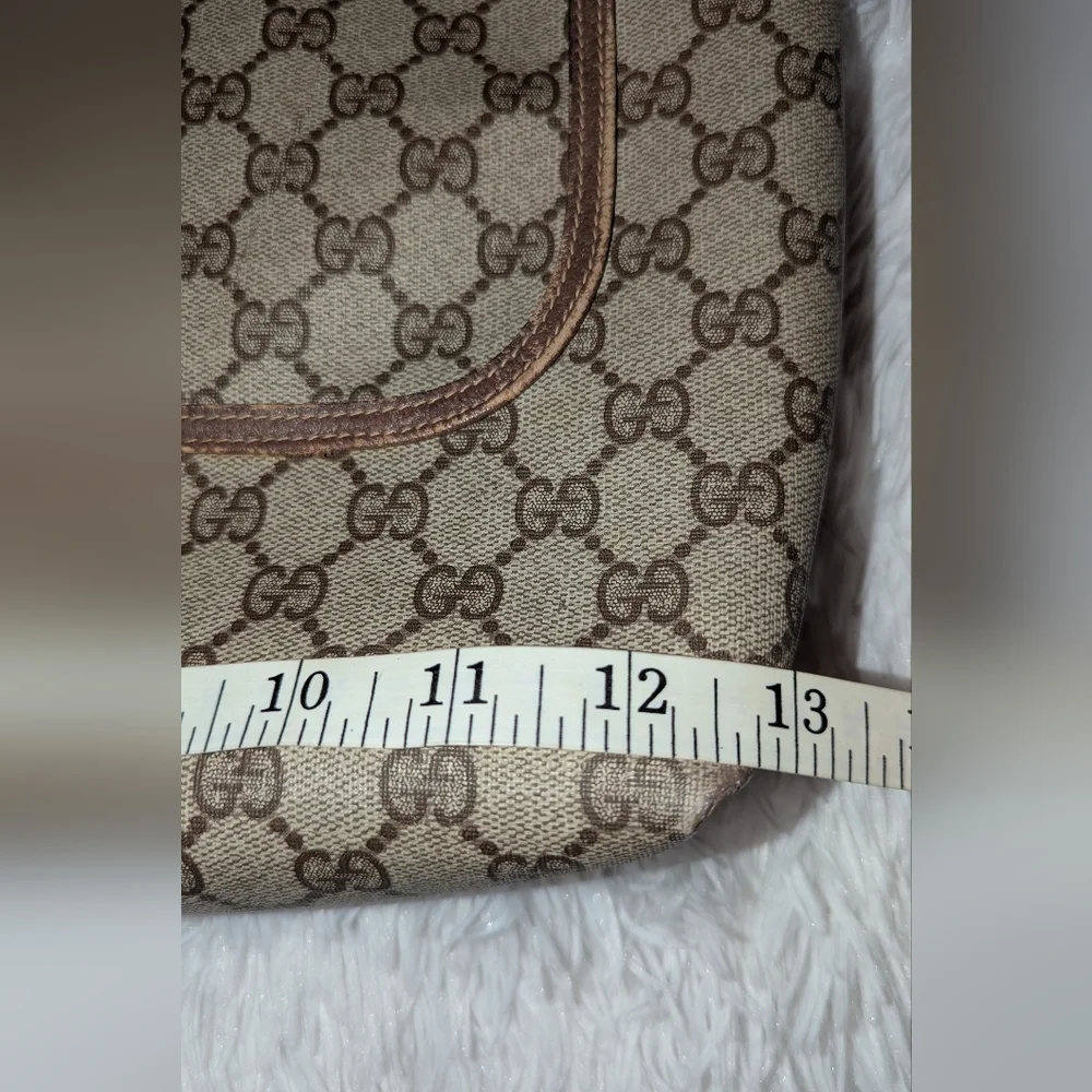 Gucci Ophidia Sherry Line Coated Canvas Tote Bag Brown Tan GUC - Picture 14 of 16